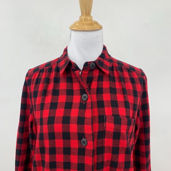 Madewell Flannel Latitude Shirt Dress Womens XS Extra Small Buffalo Plaid Cotton - Picture 5 of 14